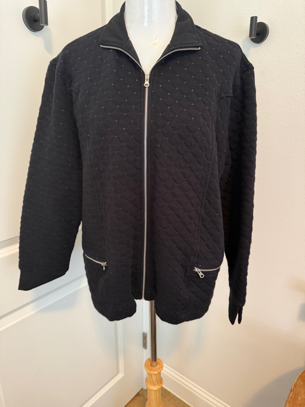 Coldwater Creek Black Top with Subtle Silver Stripes